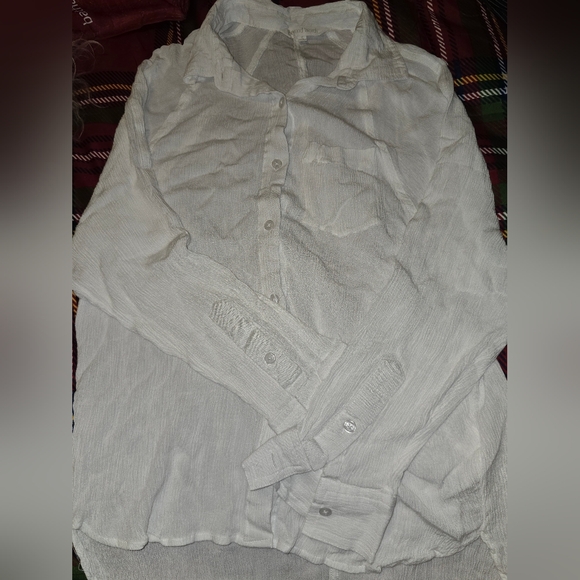 Beyond Words Linen Button Down Shirt, Small, White - Picture 1 of 3